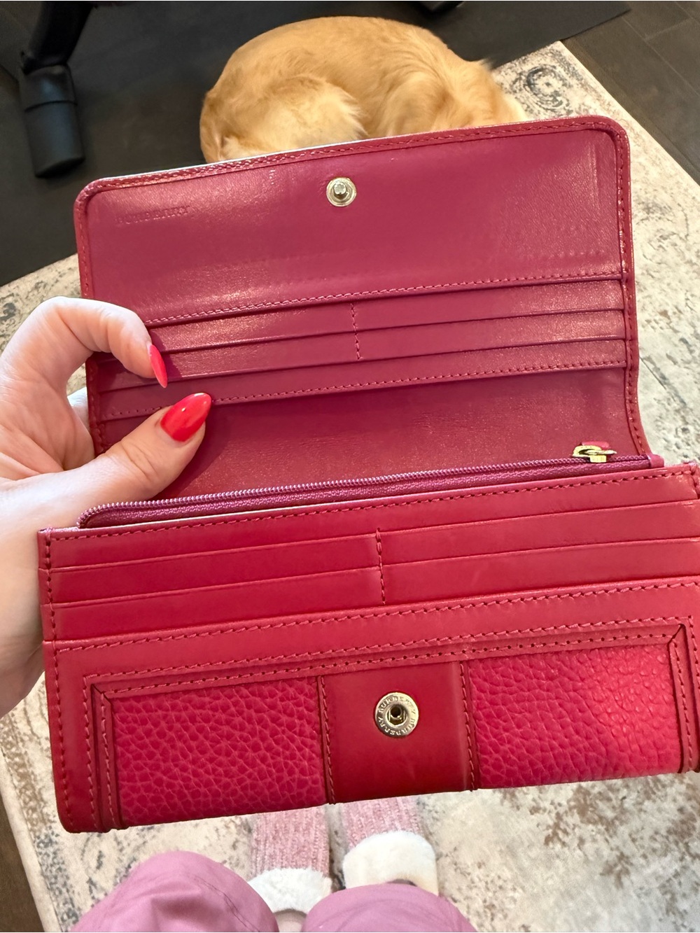 Burberry Pink and Burgundy Leather Continental Wallet - Picture 3 of 4